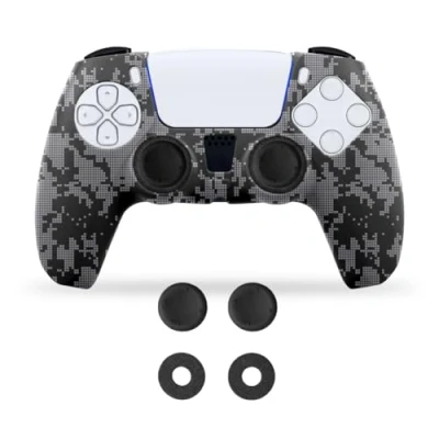 Abbildung von NiTHO Gaming Kit für PS5 Controller, Anti Schwitz Silikon Schutzhülle Skin Case, 2 Joystick Kappen und Präzisionsringe, Zubehör Playstation 5 Controller Camo