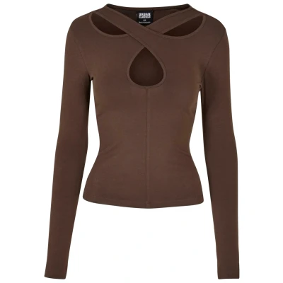 Abbildung von Urban Classics Crossed CUT OUT Longsleeve Langarmshirt, Damen, Größe: 3XL, Brown