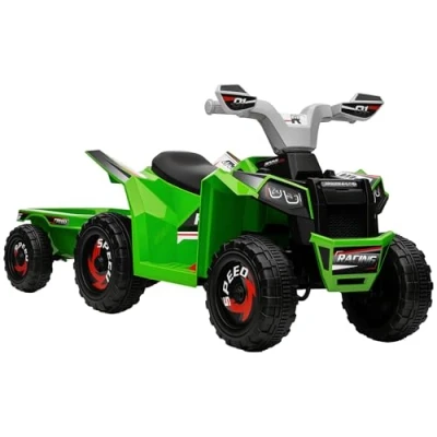 Abbildung von HOMCOM Elektro Kinderquad Quad, Kinderfahrzeug mit Anhänger, abriebfeste Räder, Grün, Belastbarkeit 25 kg, (1 tlg), 106B x 41.5T 48.5H cm