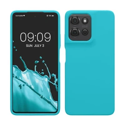 Abbildung von kwmobile Hülle kompatibel mit Motorola Moto G75 5G Silikon Handy Case Handyhülle weiche Oberfläche kabelloses Laden Cool Glacier