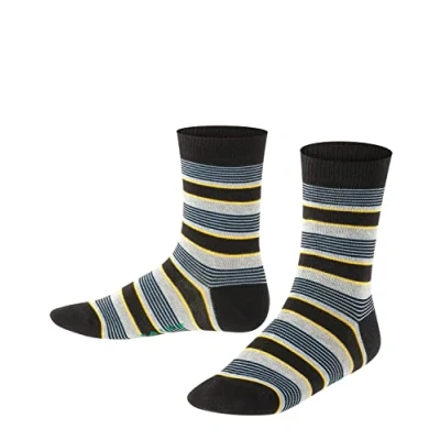 Abbildung von FALKE Unisex Kinder Socken Mixed Stripe, Baumwolle, 1 Paar, Schwarz (Black 3000), 31 34