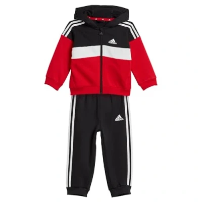 Abbildung von adidas Sportswear Tiberio 3 Stripes Colorblock Trainingsanzug für Kinder, Größe: 74, Black /white/better scarlet