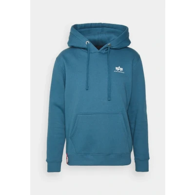 Abbildung von Alpha Industries Small LOGO Kapuzenpullover, Herren, Größe: Small, Vintage marine