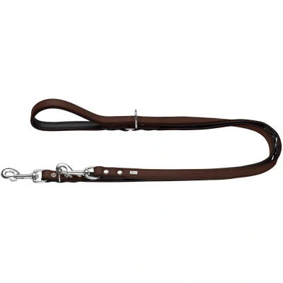 Abbildung von HUNTER BASIC Verstellbare Führleine für Hunde, beschichtetes Spaltleder, Kunstleder, witterungsbeständig, 1,3/200 cm, braun