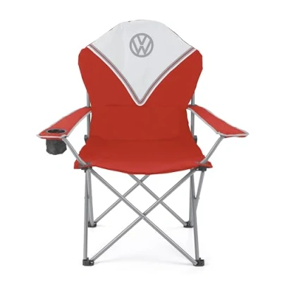 Abbildung von Board Masters VW Collection Volkswagen Faltbarer Camping Stuhl Deluxe mit Tragetasche im T1 Bulli Bus Design 105 cm (Rot/Classic Bus)