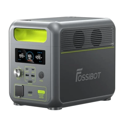 Abbildung von FOSSiBOT Tragbare Powerstation F1200, 1024Wh LiFePO4 Solargenerator mit 2 1200W (Power Lifting 2400W) AC Ausgänge, 100W Typ C, 45 Min. Schnellladung von 0 80%, für Reise, Camping, Hausgebrauch