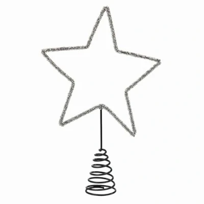Abbildung von Loberon Baumspitze Nobiletto, Funkelnde Glassteinchen, Minimalistisches Design, Stabile Spiralfassung, Christbaumspitze, Weihnachten, Weihnachtsdeko, Eisen, Glas, antikgrau
