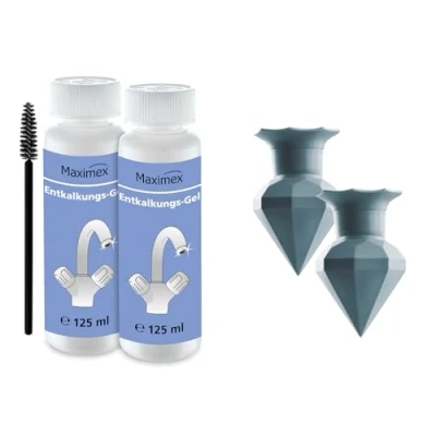 Abbildung von Maximex Reinigungs Set Entkalkungsgel und Diamond Clean Silikon Entkalker, für Wasserhähne, Armaturen, Glaskeramikfelder, je 125 ml, Zitrusduft