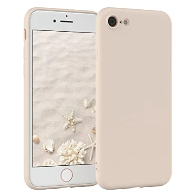 Abbildung von EAZY Case Silikonhülle für iPhone SE 2022 / 2020, 7/8 Hülle Silikon Beige weich stoßfeste Handyhülle Schutzhülle mit Kameraschutz Dünn Premium Schutz Cover TPU Phone Bumper in Taupe