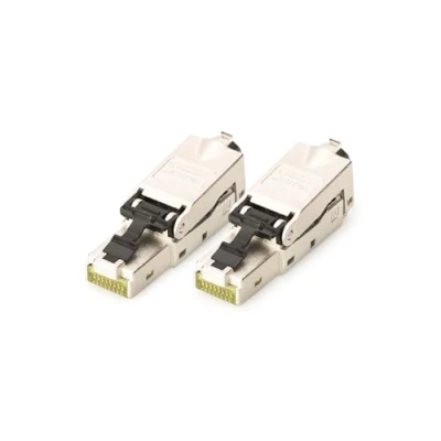 Abbildung von DIGITUS DN 93631 Netzwerkstecker Cat 6A 2 Stück 360 Geschirmt RJ45 Feldstecker Cat6A Montage Werkzeuglos 500 MHz 10GBase T 10 Gbit/s AWG 27/7 bis 22/1
