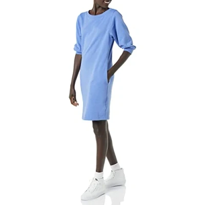 Abbildung von Amazon Essentials Damen Sweatshirtkleid aus Fleece mit Blousonärmeln und Rundhalsausschnitt (in Übergrößen erhältlich), Blau Heide, XXL