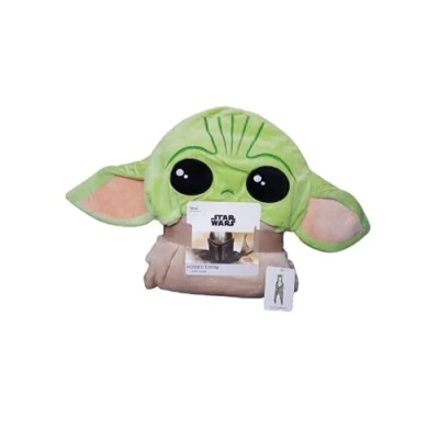 Abbildung von Primark Limited Disney Star Wars The Mandalorian Baby Yoda Fleecedecke, Überwurf, mit Kapuze, gemütliches Wickeltuch