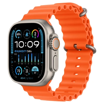 Abbildung von Apple Watch Armband Original Silikon und TPU (weich) Orange Geeignet für Series 1 9 / SE Ultra (2)