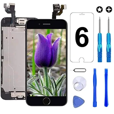 Abbildung von Brinonac Für iPhone 6 Display LCD Touchscreen Kompletter Ersatz Bildschirm Vorinstallierte Frontkamera Hörmuschel Lautsprecher Näherungssensor mit Werkzeug (Schwarz)