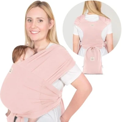 Abbildung von KeaBabies Tragetuch Baby Neugeboren D Lite Elastisches Neugeborene, Einfach Anzuziehen Babytrage Neugeborene Ab Geburt, Ring Trage Babytragetuch Ohne Binden (Dusty Pink)