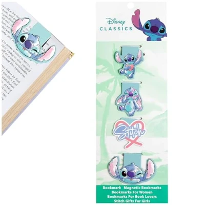 Abbildung von Disney Stitch magnetische Lesezeichen Set mit 4 Clips Geschenke für sie (Blaues 4er Pack)