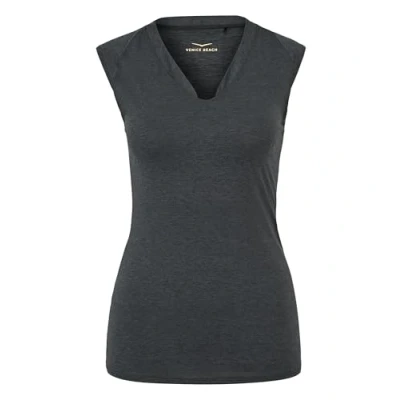 Abbildung von Venice Beach Sport T Shirt für Damen mit lässiger Schnittform und V Ausschnitt ELEAMEE L, Anthracite