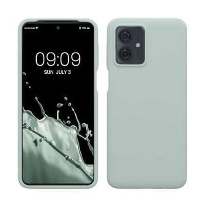 Abbildung von kwmobile Hülle kompatibel mit Motorola Moto G64 5G Silikon Handy Case Handyhülle weiche Oberfläche kabelloses Laden Cool Mint