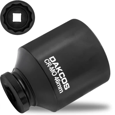 Abbildung von DAKCOS SW 46mm Vielzahn Nuss Schlagschrauber Antriebswellen Werkzeug Kraft Stecknuss 12 Kant 12,5 mm (1/2&quot;) CR MO