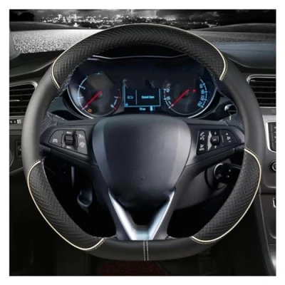 Abbildung von Lenkradschutz Für Opel Crossland X Grandland Insignia 2017 2018 2019 2020 2021 2022 Auto Lenkrad Abdeckung 38 cm Lenkradhülle (Size : BEIGE D Shape)