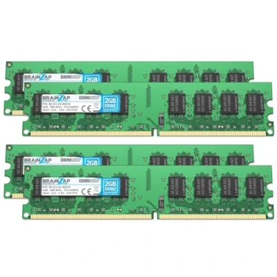 Abbildung von BRAINZAP 8GB DDR2 RAM DIMM PC2 6400U 2Rx8 800 MHz 1.8V CL6 Computer PC Arbeitsspeicher (4X 2GB)