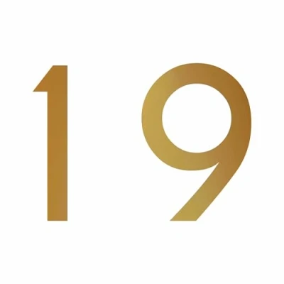Abbildung von Zahlenaufkleber Nummer 19, Gold, 10cm (100mm) hoch, Aufkleber mit Zahlen in vielen Farben + Höhen, wetterfest