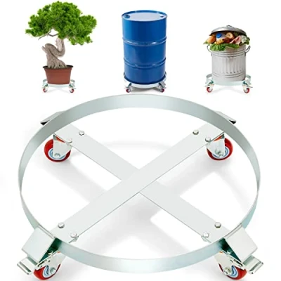 Abbildung von VEVOR Fassroller 250L Transportroller Kohlenstoffstahl Rollbrett Innendurchmesser Ø 607mm Fasswagen mit 4 Universalrädern Bremsen Rollwagen Transportwagen zum Transport von Fass bis zu 454kg