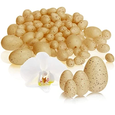 Abbildung von com four® 96x Ostereier als Osterdekoration Deko mit natürlich wirkender Musterung künstliche Vogeleier in Vier Größen (braun 96 Stück)