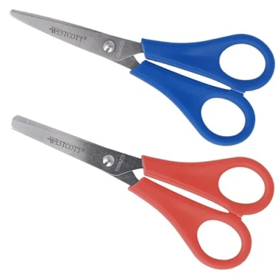 Abbildung von Westcott E 2069 SET Kinderscheren Set, 2 teilig, mit 5 cm Maß 1x spitz, rund, Farbig Sortiert