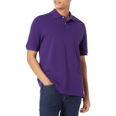 Abbildung von Amazon Essentials Herren Polohemd mit normaler Passform aus Baumwollpiqué (erhältlich in Big &amp; Tall), Dunkelpurpur, XXL