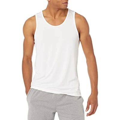 Abbildung von Amazon Essentials Herren Active Tech Stretch Tanktop, Ärmellos, Weiß, XS