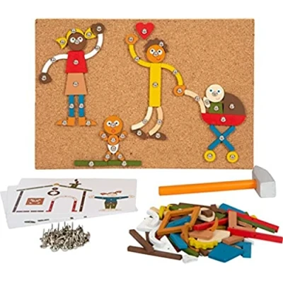 Abbildung von Small Foot Hämmerchenspiel Zuhause und Familie aus Holz, mit Korkbrett Hammer für Kinder ab 3 Jahren, 12359 Toys, Mehrfarbig