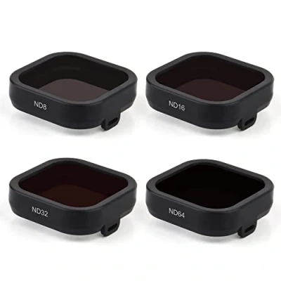 Abbildung von GEPULY Kameralinsenfilter Set, ND8, ND16, ND32, ND64, kompatibel mit GoPro Hero 12, 11, 10, 9, Schwarz, Neutraldichteobjektivfilterschutz, mehrfach beschichtete HD Schutzglasabdeckung, 4 Stück