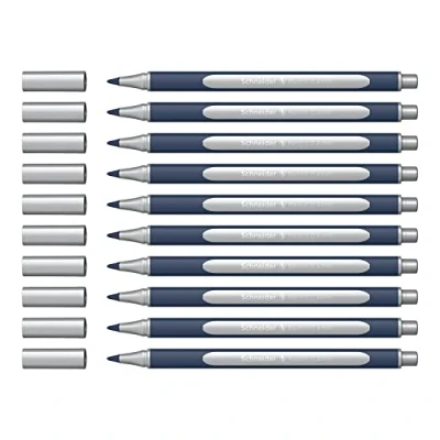 Abbildung von Schneider ML05001007 Metallic Rollerball Stifte (Strichstärke 0,4 mm, hochmetallische Tinte, schnelltrocknend, Gehäuse aus 88% biobasiertem Kunststoff) 10 Stück, silver