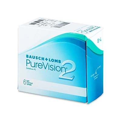 Abbildung von Bausch + Lomb PureVision 2 Monatslinsen, sehr dünne sphärische Kontaktlinsen, weich, 6 Stück BC 8.6 mm / DIA 14 1.00 Dioptrien