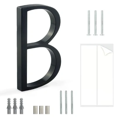 Abbildung von HASWARE Schwebendes Hausnummernschild: 5 Zoll (12cm) modernes Türschild auffällig für Straßennummern (B, Schwarz)