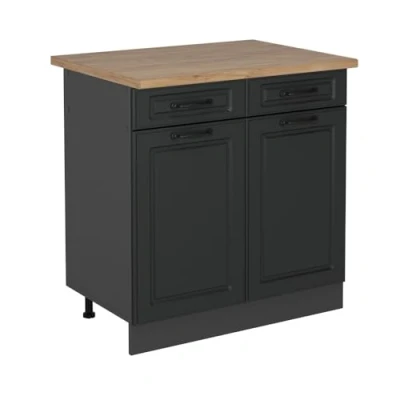 Abbildung von Vicco Küchenunterschrank R Line, Anthrazit Landhaus, 80 cm, AP Eiche