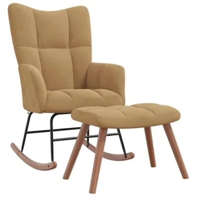 Abbildung von vidaXL Schaukelstuhl mit Hocker Relaxstuhl Schaukelsessel Schwingsessel Relaxsessel Schwingstuhl Polstersessel Sessel Stuhl Samt Braun
