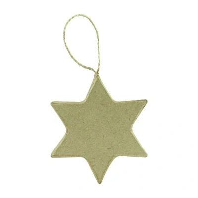 Abbildung von Décopatch NO025O Stern flach aus Pappmaché, 1 x 6,5 7,5 cm, zum Verzieren und Aufhängen, perfekt für Wohndeko, Kartonbraun