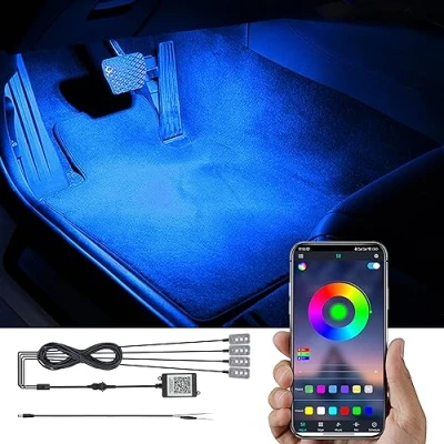 Abbildung von TABEN RGB Auto Fußraum Ambientebeleuchtung Kit APP Steuerung 16.7 Millionen Farben Sound Aktive Musik Sync DC Leitung Car Innenraum Atmosphäre Licht 12V