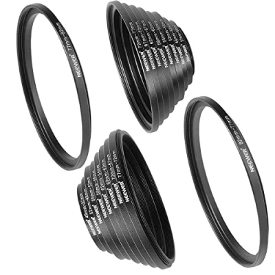 Abbildung von Neewer 18 teiliges Metall Kameraobjektiv Filteradapterring Set, 9 Step Up Ring+9 Down Ring kompatibel mit Canon, Nikon, Sony, Olympus, DSLR Kamera (schwarz)
