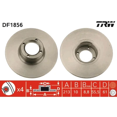 Abbildung von TRW DF1856 Bremsscheibe 213 10 4 73 voll lackiert ROVER: Mini Cabrio, Hatchback