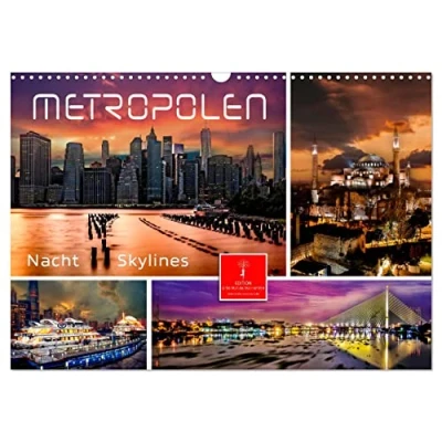 Abbildung von Metropolen Nacht Skylines (Wandkalender 2025 DIN A3 quer), CALVENDO Monatskalender