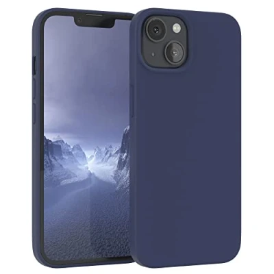 Abbildung von EAZY CASE Premium Silikon Handyhülle kompatibel mit iPhone 13, Slimcover Kameraschutz und Innenfutter, Silikonhülle, Schutzhülle, Bumper, Handy Case, Hülle, Softcase, Nacht Blau