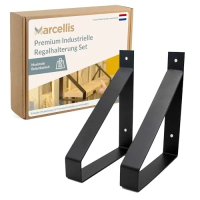 Abbildung von Regalhalter Industriell Schwarz 200 x 250 mm Pro Set 2 Stück