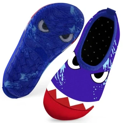 Abbildung von Badeschuhe Strandschuhe Schwimmschuhe Wasserschuhe Junge Baby Aquaschuhe Schnell Trocknend Barfuss Schuh für Kinder Beach Pool（Großer Hai Blau 26/27）