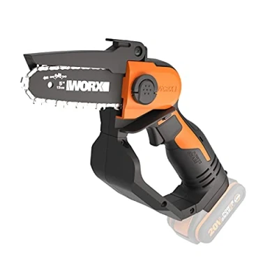 Abbildung von Worx Akku Kettensäge WG324E.9, 12 cm Schwertlänge, Einhand Astsäge, 6,7m/s Kettengeschwindigkeit, ohne und Ladegerät
