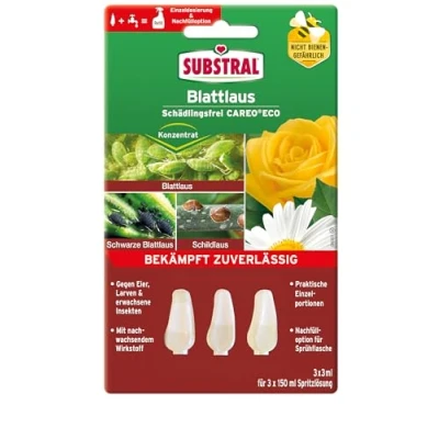 Abbildung von Substral Blattlaus Schädlingsfrei Careo Eco Konzentratkapseln, 3 St, gegen Blattlaus, Spinnmilbe, Weiße Fliege, Gallmilbe und Schildlaus, bekämpft auch Eier &amp; Larven, Grün