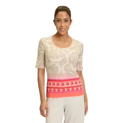 Abbildung von Betty Barclay Struktur Tshirt print, Damen, Größe: 46, Taupe rot