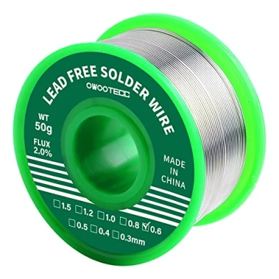 Abbildung von Owootecc Lötzinn, bleifreier Löt draht mit Kolophonium kern zum Elektrolöten und Heimwerken (Sn99,3 Cu0,7/0,6mm,50g)